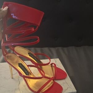 Jessica Rich Vibrant Red Strappy Heels